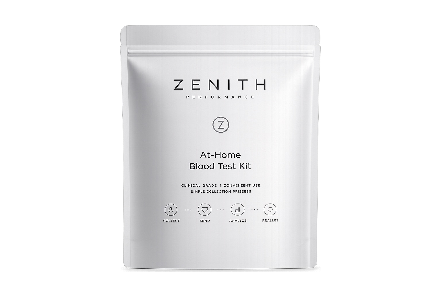 Zenith At-Home Blood Test Kit — white branded pouch